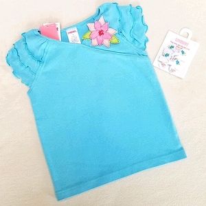Gymboree Corsage Ruffle Sleeve Tee Sz 3 + Hairbows